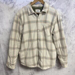 Hurley Fleece Lined Flannel Shacket Mens Large White Plaid